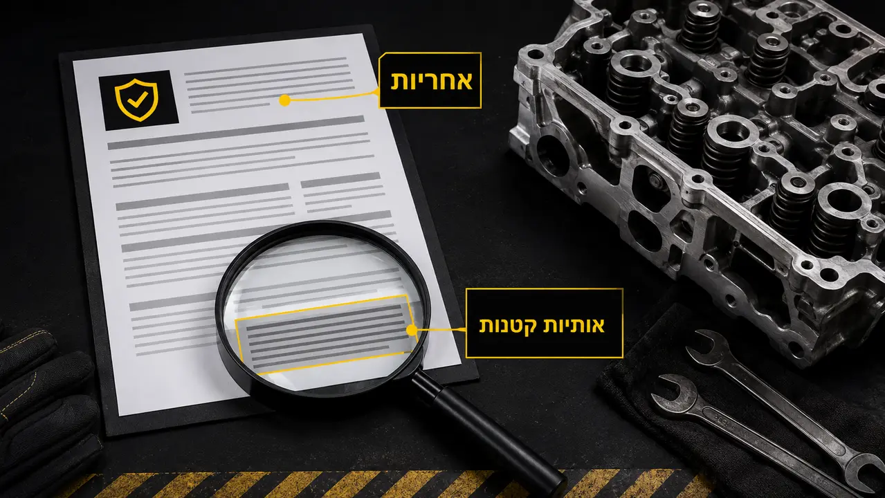 אחריות על מנוע חלופי והאותיות הקטנות