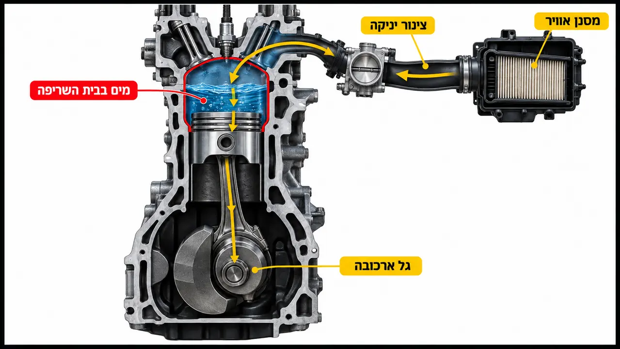 חדירת מים למנוע בהצפה